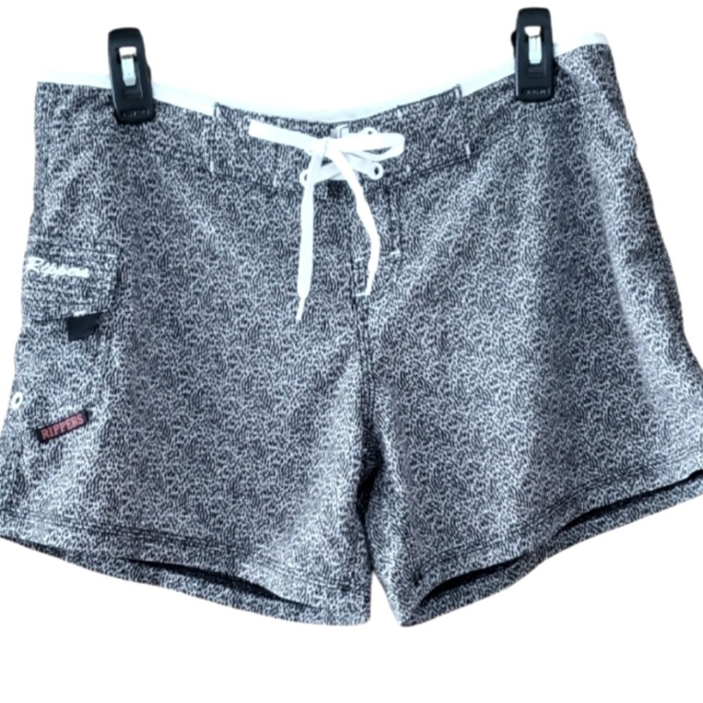 Maui‎ Rippers Black & Grey Patterned Swim Board Shorts Size 8